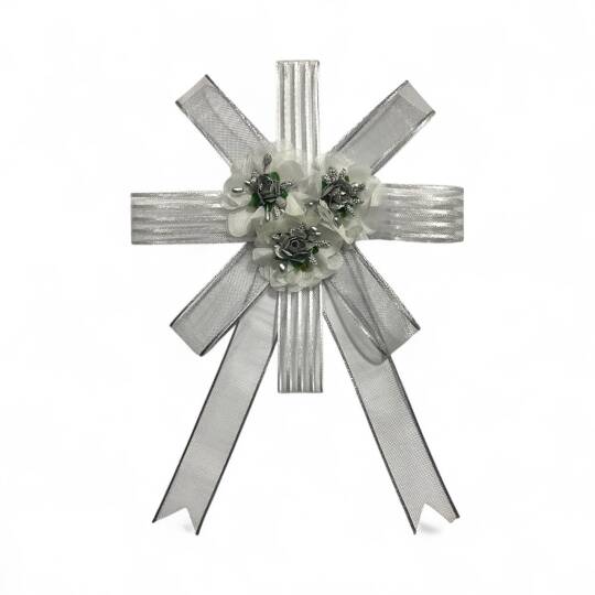 Bohça Süsü Beyaz- Gri Lazer Güllü