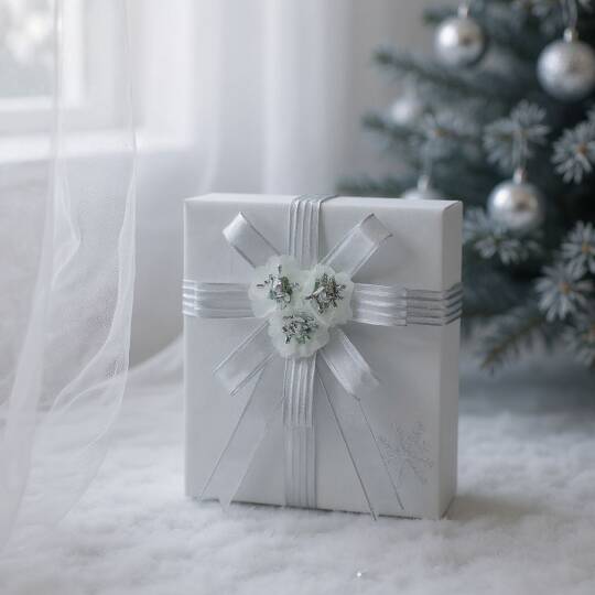 Bohça Süsü Beyaz- Gri Lazer Güllü - 3