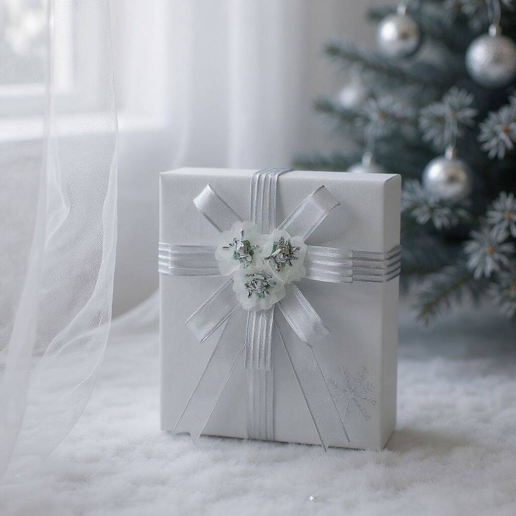 Bohça Süsü Beyaz- Gri Lazer Güllü - 3