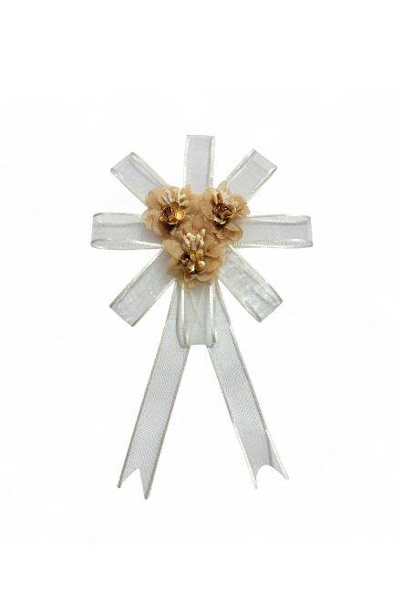 Bohça Süsü Cappuccino Lazer Güllü Beyaz Şeritli - 1