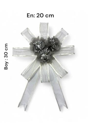 Bohça Süsü  Lazer Güllü Beyaz-Gri 