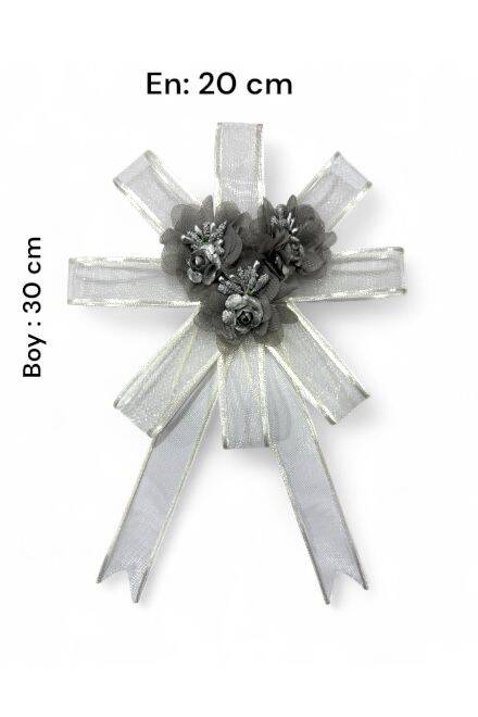 Bohça Süsü  Lazer Güllü Beyaz-Gri  - 1