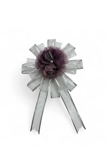 Bohça Süsü Organze Güllü Mor-Gri 