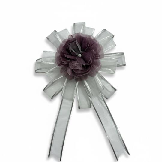 Bohça Süsü Organze Güllü Mor-Gri  - 3