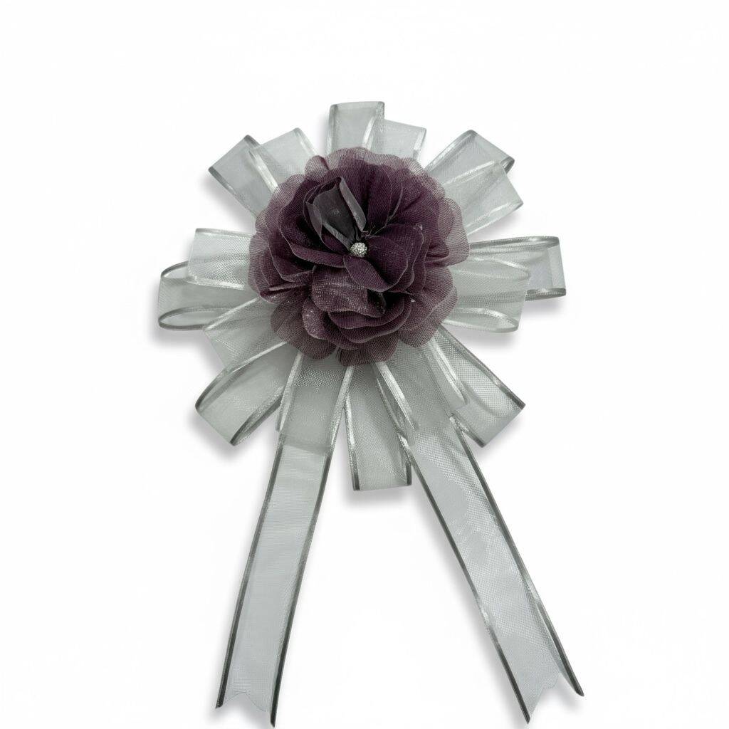 Bohça Süsü Organze Güllü Mor-Gri  - 3