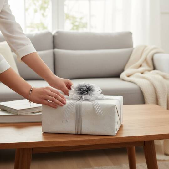 Bohça Süsü Organze Koyu Gri-Beyaz - 2