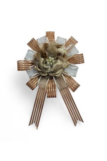 Bohça Süsü Saten Güllü Cappuccino Şerit- Cappuccino Çiçek