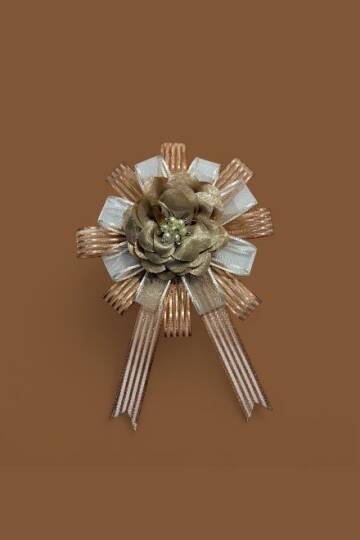 Bohça Süsü Saten Güllü Cappuccino Şerit- Cappuccino Çiçek - 3