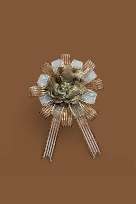 Bohça Süsü Saten Güllü Cappuccino Şerit- Cappuccino Çiçek - 3