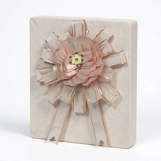 Bohça Süsü Saten Güllü  Pudra Şerit-Pudra Çiçek