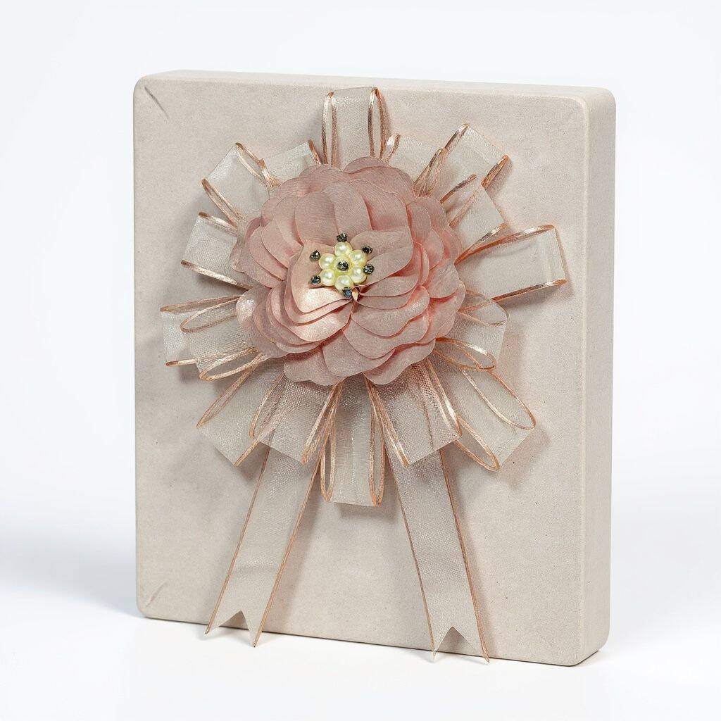 Bohça Süsü Saten Güllü  Pudra Şerit-Pudra Çiçek - 1