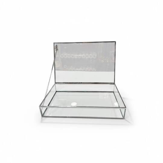 Cam Çikolata Kutusu  Gümüş 20*30*4 CM Ayaksız   - 2