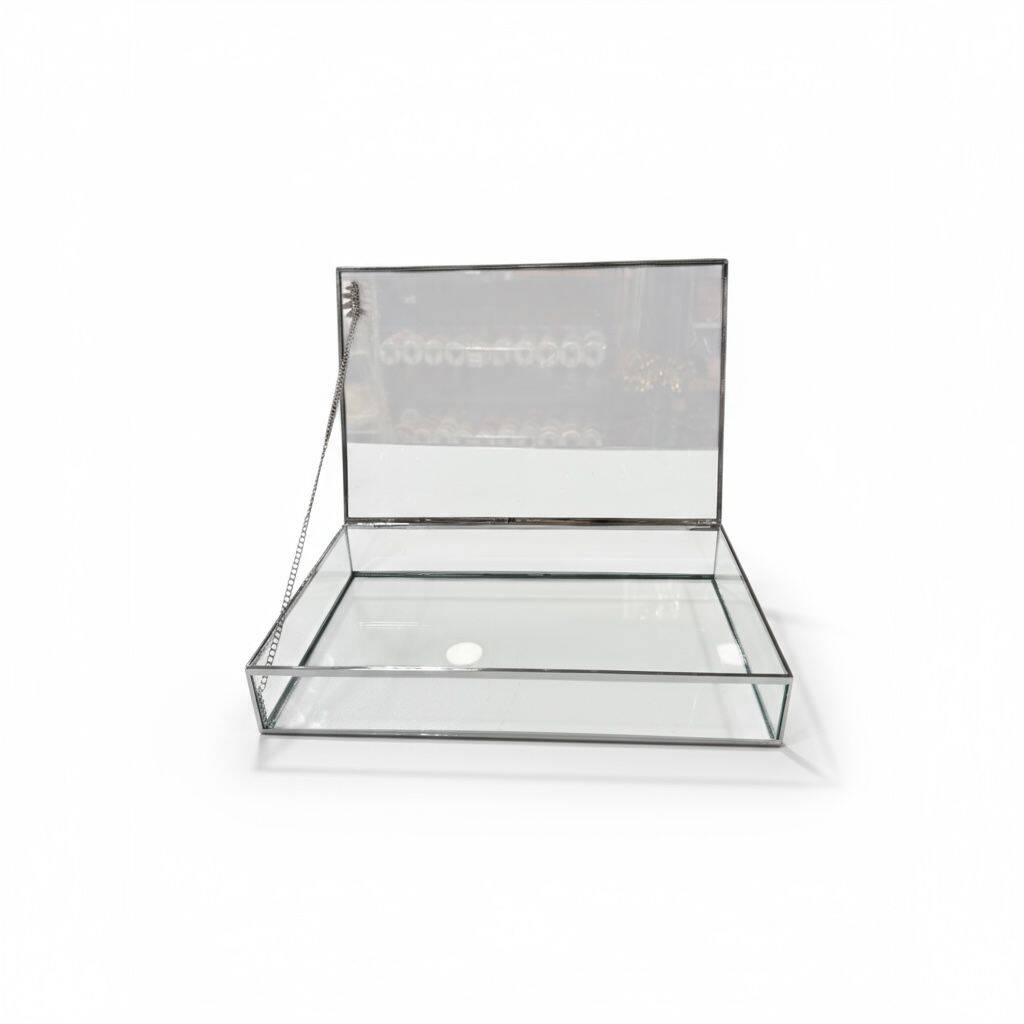 Cam Çikolata Kutusu  Gümüş 20*30*4 CM Ayaksız   - 2
