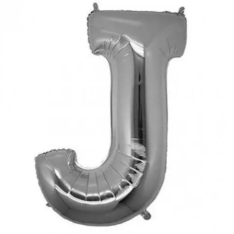 J-Harf 40 inç Folyo Gümüş Balon 100 Cm - 1