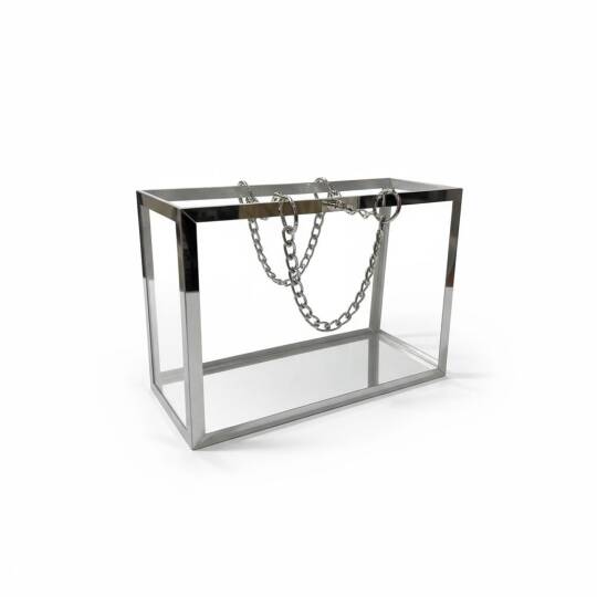 Şeffaf Pileksi Çanta Dekoratif Zincirli Gümüş