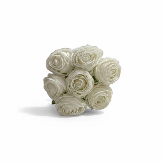 Yapay Premium Gül 7 Kafa Plastik Borulu Beyaz  ZMT-819 - 2