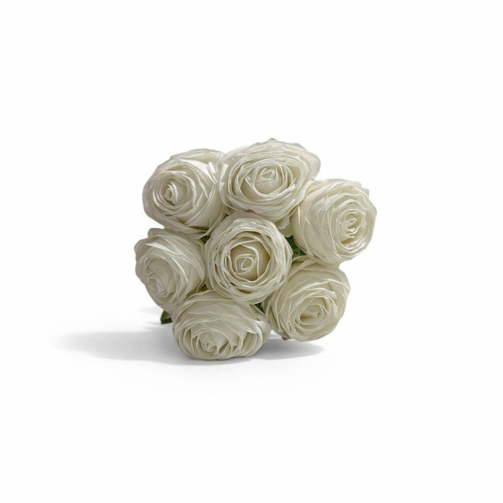 Yapay Premium Gül 7 Kafa Plastik Borulu Beyaz  ZMT-819 - 2