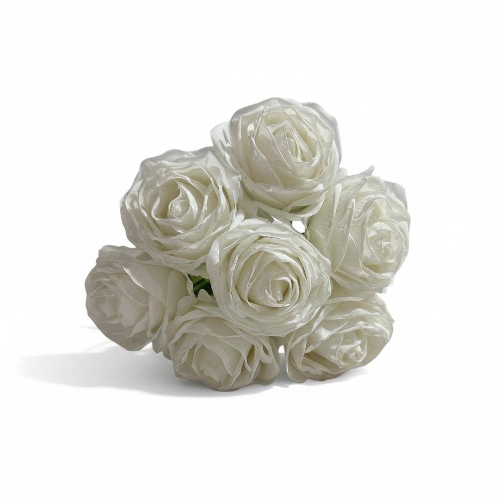Yapay Gül Plastik Borulu 7 Kafa Beyaz ZMT-821 - 2