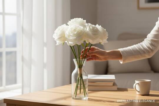 Yapay Gül Plastik Borulu 7 Kafa Beyaz ZMT-821 - 3