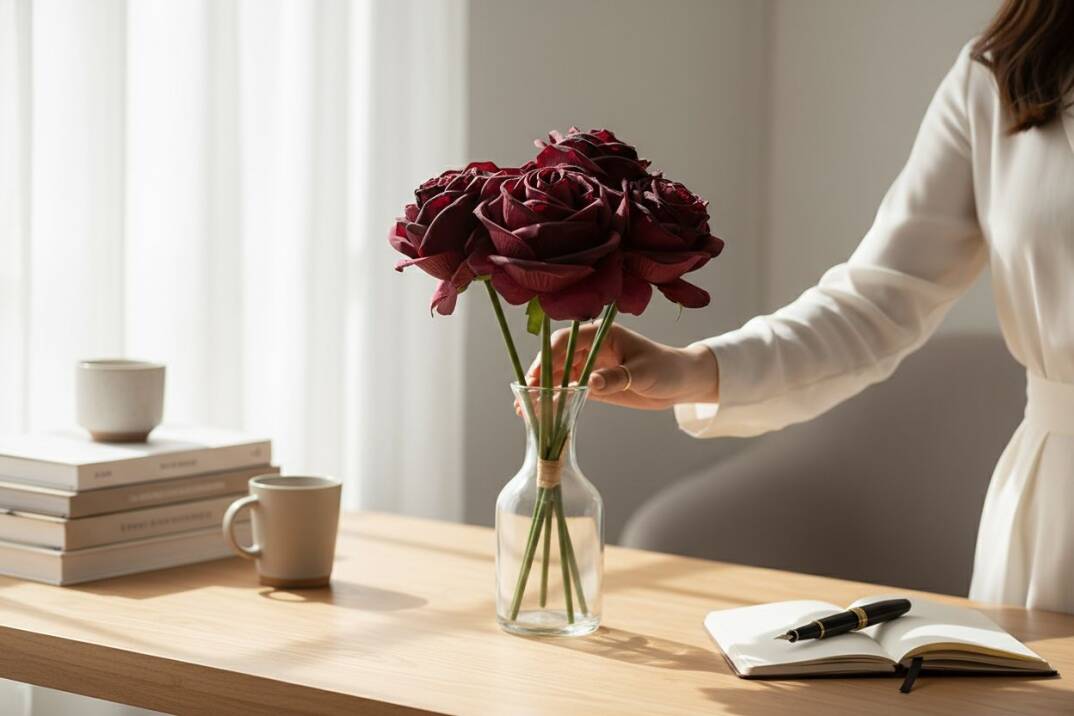 Yapay Gül Plastik Borulu 7 Kafa Bordo ZMT-821 - 2