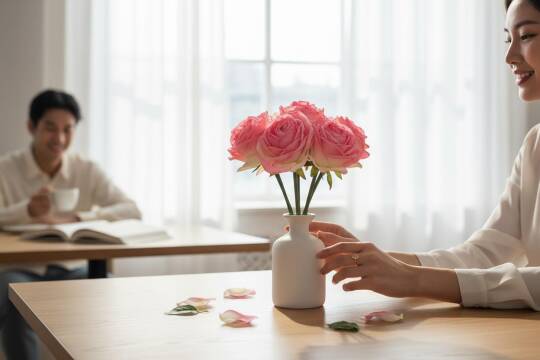 Yapay Gül Plastik Borulu 7 Kafa Pembe ZMT-821 - 3