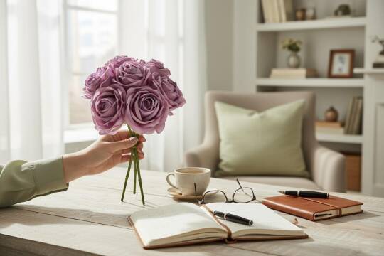 Yapay Gül Plastik Borulu 7 Kafa Lila ZMT-821 - 3