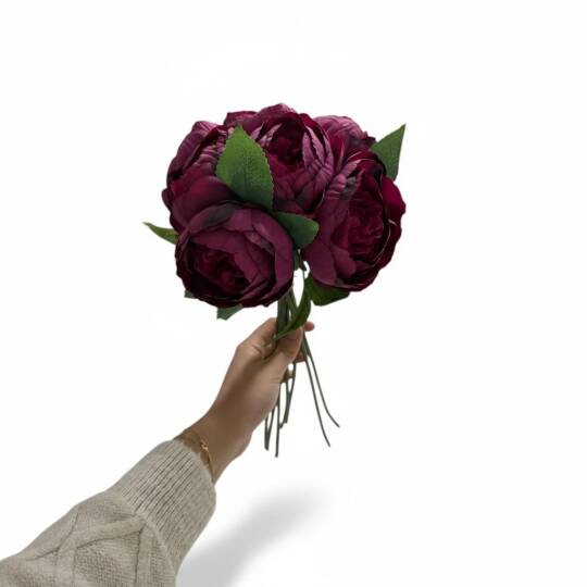 Yapay İri Şakayık Plastik Borulu 7 Kafa Mürdüm ZMT-829 - 3