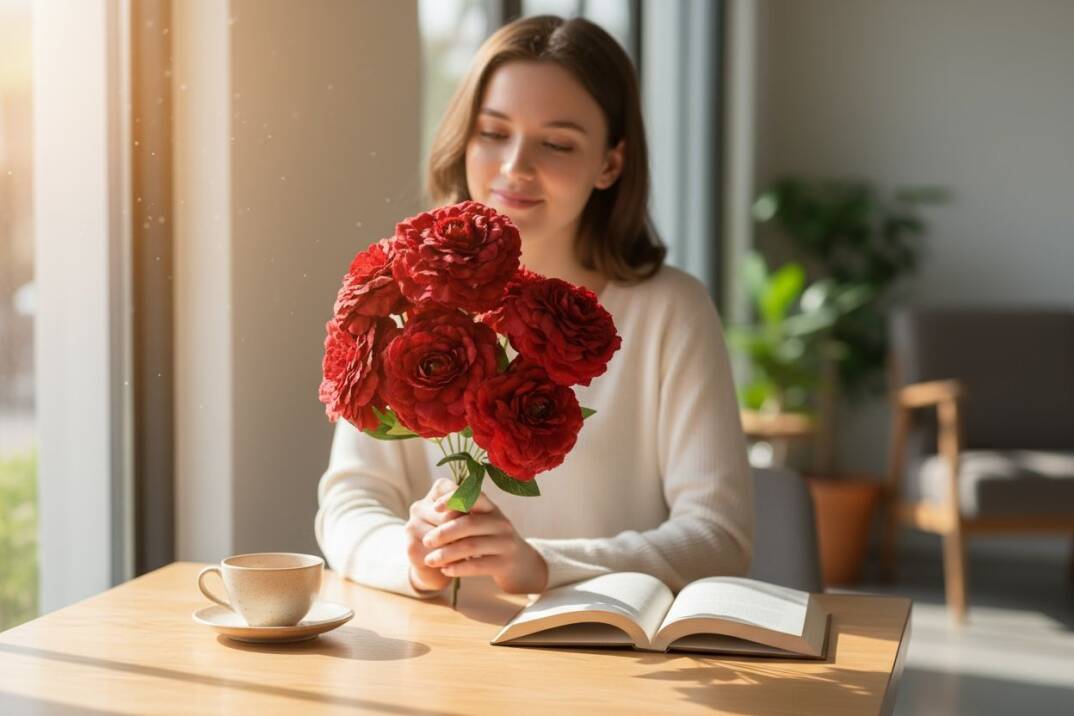 Yapay Karanfil 9 Kafa Kırmızı ZMT-904 - 3