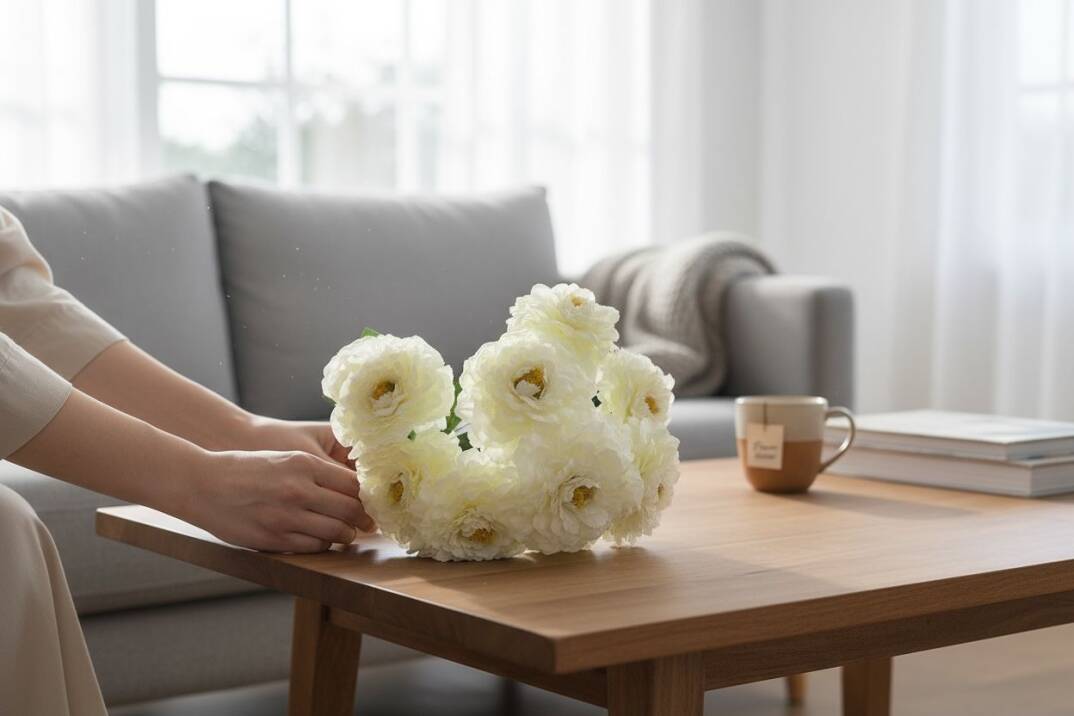 Yapay Karanfil 9 Kafa Kırık Beyaz  ZMT-904 - 2