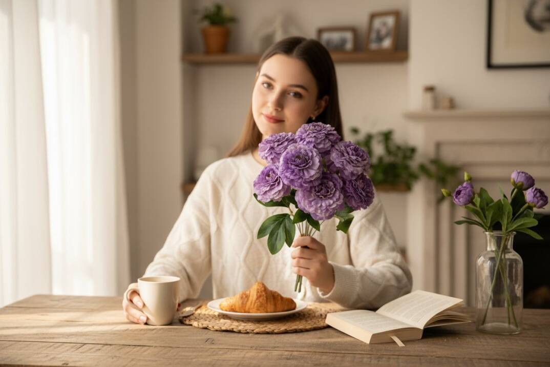 Yapay Karanfil 9 Kafa Lila ZMT-904 - 3