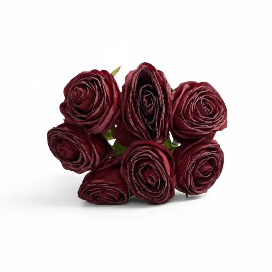 Yapay Premium Gül 7 Kafa Plastik Borulu Bordo ZMT-819 - 2