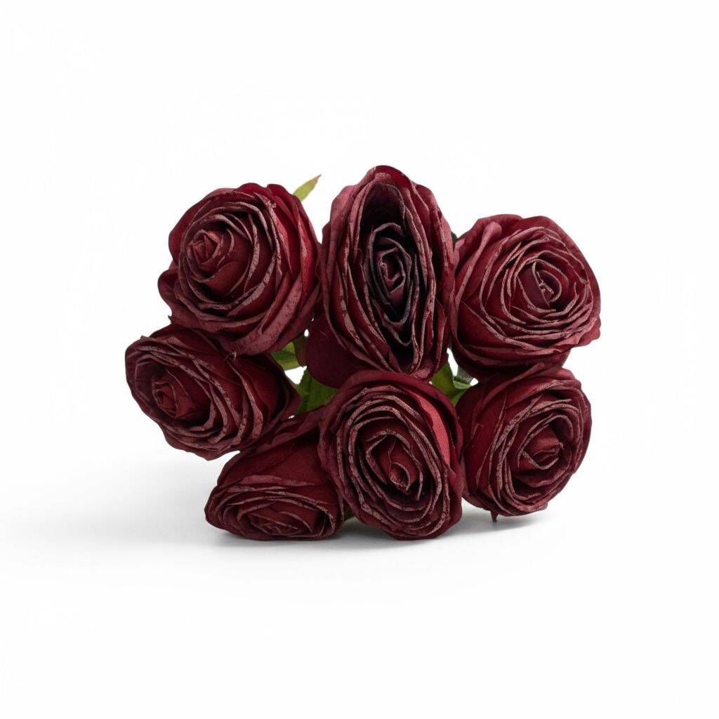 Yapay Premium Gül 7 Kafa Plastik Borulu Bordo ZMT-819 - 2