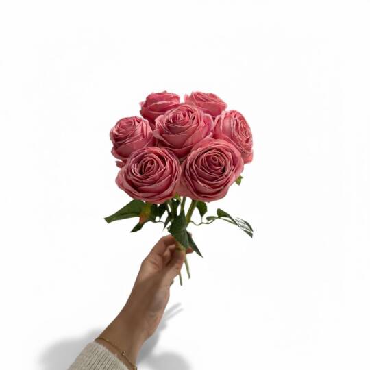 Yapay Premium Gül 7 Kafa Plastik Borulu Pembe ZMT-819