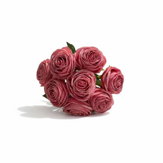 Yapay Premium Gül 7 Kafa Plastik Borulu Pembe ZMT-819 - 2