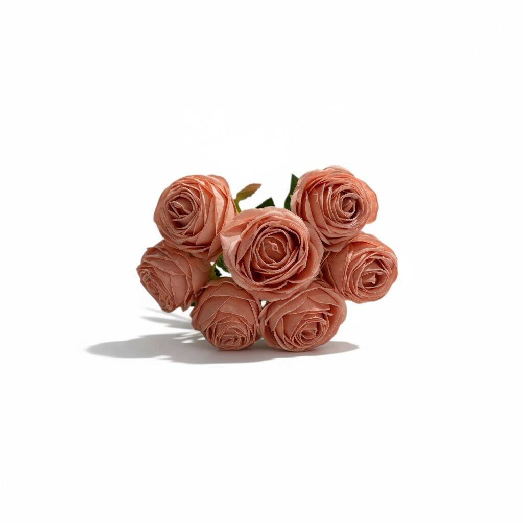 Yapay Premium Gül 7 Kafa Plastik Borulu Pudra ZMT-819 - 1