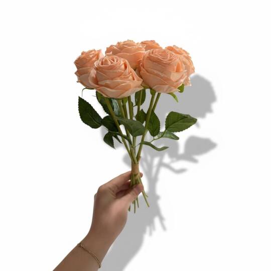 Yapay Premium Gül 7 Kafa Plastik Borulu Somon ZMT-819 - 2