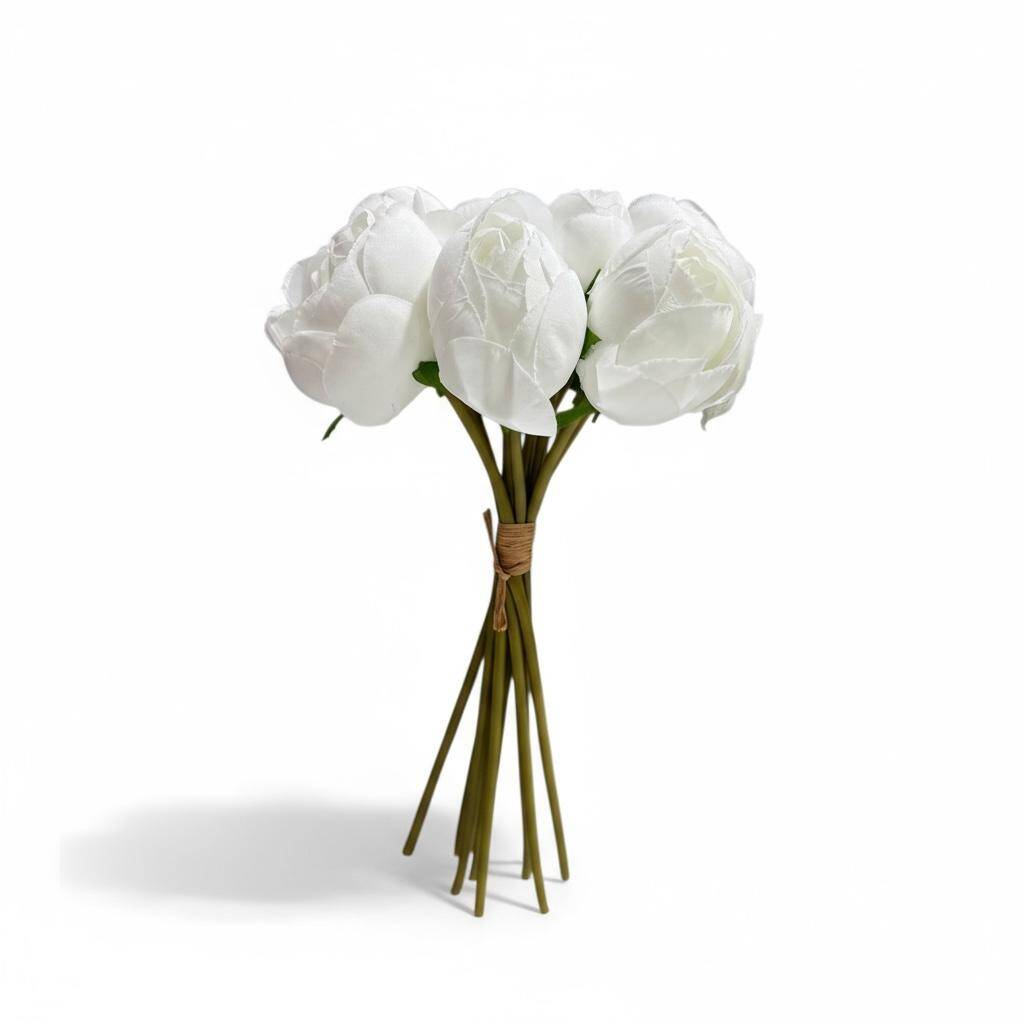 Yapay Şakayık Premium İnce Kumaş Plastik Borulu 10 Kafa Beyaz ZMT-804 - 1