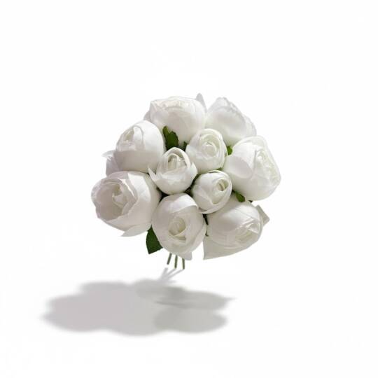 Yapay Şakayık Premium İnce Kumaş Plastik Borulu 10 Kafa Beyaz ZMT-804 - 2