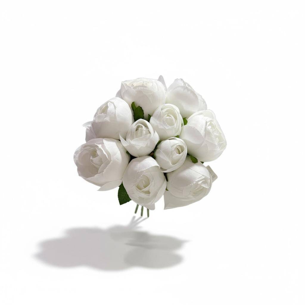 Yapay Şakayık Premium İnce Kumaş Plastik Borulu 10 Kafa Beyaz ZMT-804 - 2