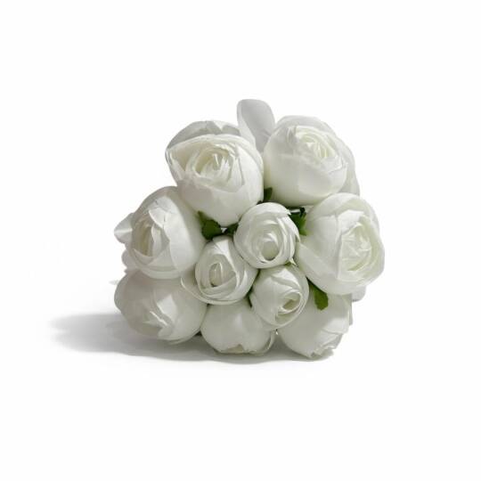 Yapay Şakayık Premium İnce Kumaş Plastik Borulu 10 Kafa Beyaz ZMT-804 - 3