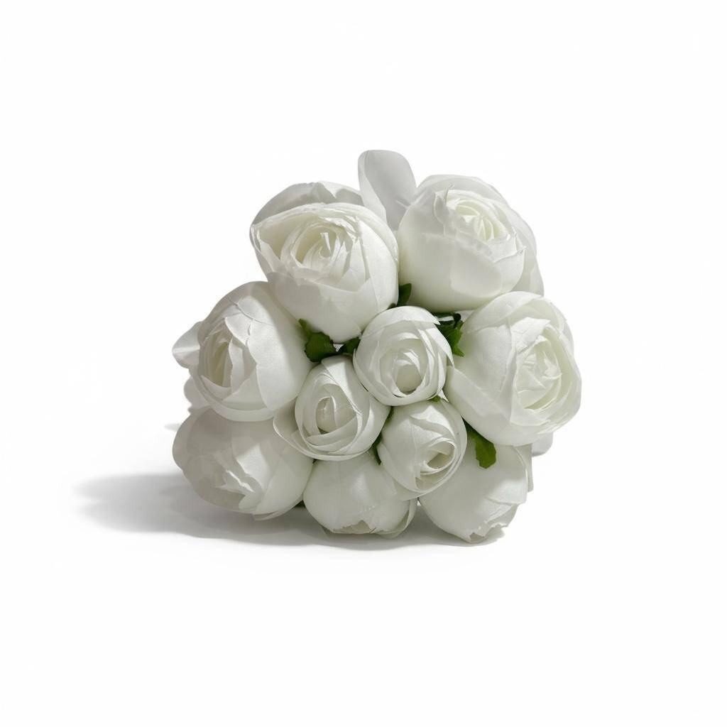 Yapay Şakayık Premium İnce Kumaş Plastik Borulu 10 Kafa Beyaz ZMT-804 - 3